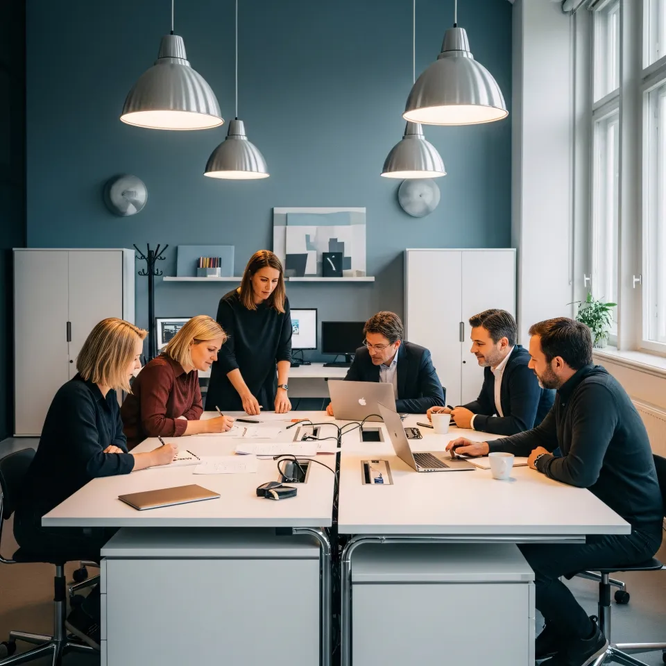 Profissionais avaliam startup em reunião